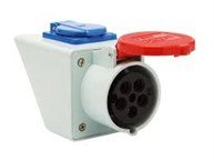 380-415V Trifaze Duvar Prizi Eğik Kasalı+Monofaze Prizli