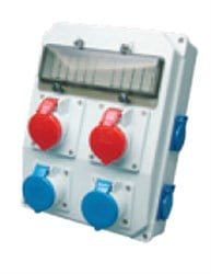 2 Adet Ip44 4x16A CEE +2 Adet 1x16A Ön+4 Adet 1x16A Yan Priz Montajlı Sigortalı Kombinasyon Kutusu(260x350mm)