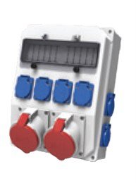 2 Adet Ip44 4x63A CEE Ön+4 Adet  1x16A  Ön+4 Adet 1x16A Yan Priz Montajlı Sigortalı Kombinasyon Kutusu(260x350mm)